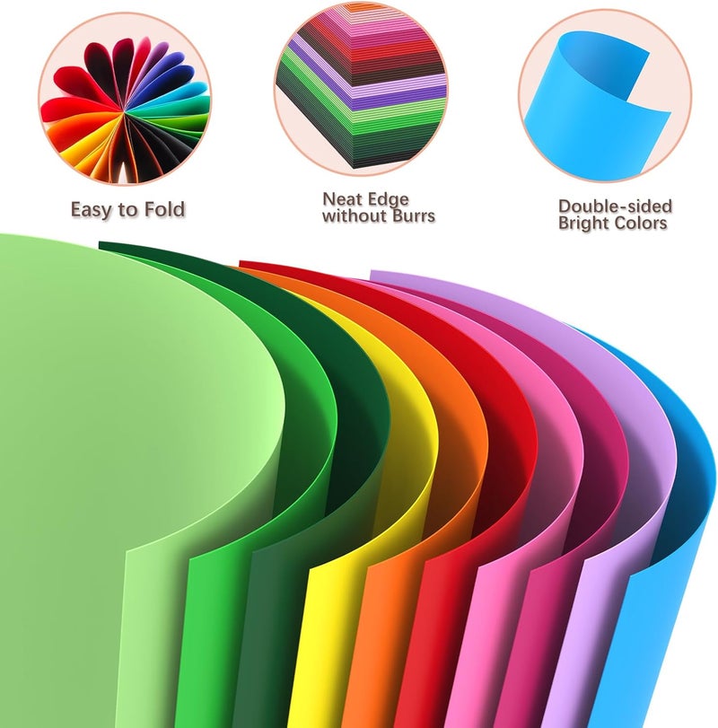 Ftumertly 100 Sheets Colored Cardstock, 20 Assorted Colors Card Stock Paper, 180gsm/65lb Card Stock Colored Paper, Colored Scrapbook Paper for Crafting, Christmas DIY Card Making, Scrapbooking - Image 4
